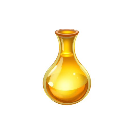 Golden elixir in a crystal phial — hand-painted transparent PNG game icon